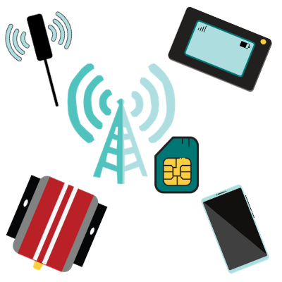 Cellular Data Takes an Approach of Multiple options Antenna Hotspot Booster SIM card Smartphone illustration