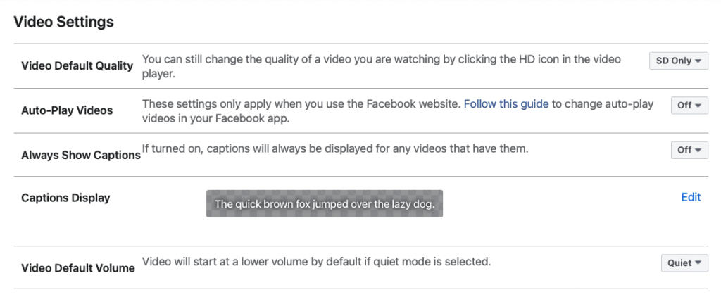 screen shot 2021 03 25 at 10.05.34 am Facebook Video Settings