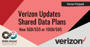 Verizon-Shared-Data-Plan-Updates Verizon Updates Postpaid Shared Data Plans from S,M,L to 5GB or 10GB Header